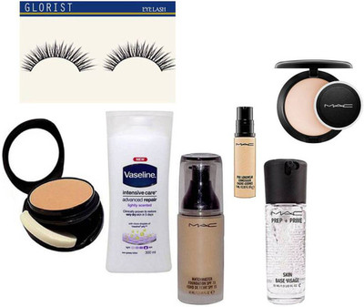 

glorist eyelash and vasline winter care,compact,.mac compact powder,prime skin visage,matchmaster foundation,concelar(Set of 7)