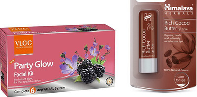

Himalaya Rich Coca Butter Lip Balm, Party Glow Facial Kit(Set of 2)