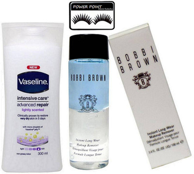 

POWER POINT Eyelashes & Instant Makeup Remover Liquid ,Intensive care Advanced Repair Vaseline(Set of 3)