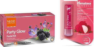 

Himalaya Litchi Shine Lip Balm, Party Glow Facial Kit(Set of 2)