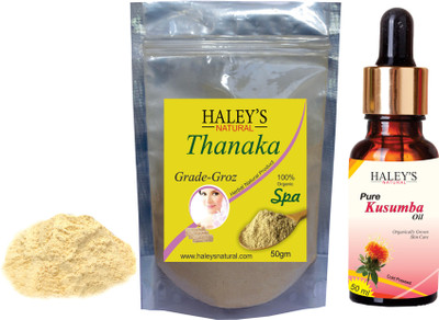 

haley's natural Thanaka powder Grade -Groz 50g & Kusumba Oil 50ml for hair removal(Set of 2)