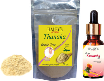 

haley's natural Thanaka powder Grade -Groz 30g & Kusumba Oil 30ml for hair removal(Set of 2)