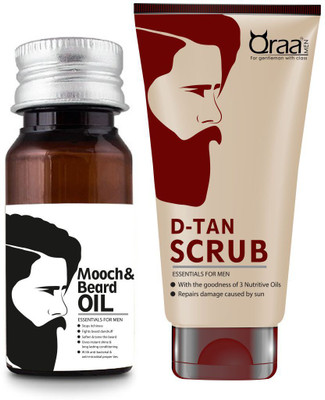 

Qraa Men D-Tan Scrub for Men 100gm + Mooch & Beard Oil 30ml(Set of 2)