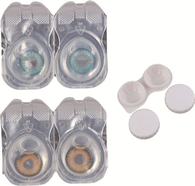 

Vision-Plus 2 Pair Blue - Hazel Color Zero Power Monthly Contact Lens With Case Monthly(0, Colored Contact Lenses, Pack of 2)