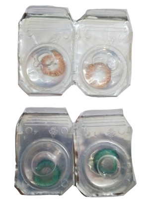 

drr Eye contact Lanse zero Power Monthly Contact Lens(0, Turquoise and honey, Pack of 2)