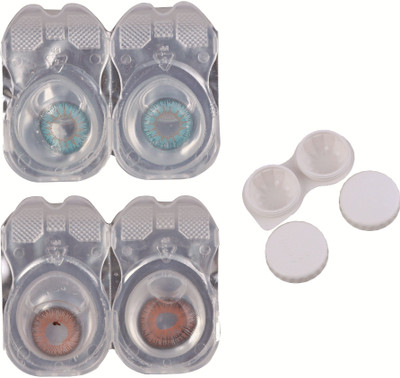 

Vision-Plus 2 Pair Blue - Brown Color Zero Power Monthly Contact Lens With Case Monthly Contact Lens(0, Blue, Brown, Pack of 2)