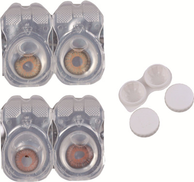 

Vision-Plus 2 Pair Hazel - Brown Color Zero Power Monthly Contact Lens With & Case Monthly(0, Colored Contact Lenses, Pack of 2)