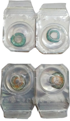 

drr Kjt75485 Monthly Contact Lens(0, Green, Turquoise, Pack of 2)