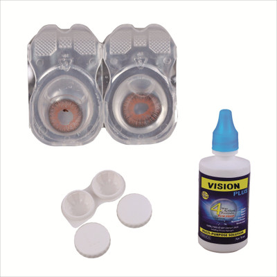 

Vision-Plus Brown Color Zero Power Monthly Contact Lens With Solution & Case Monthly Contact Lens(0, Brown, Pack of 1)