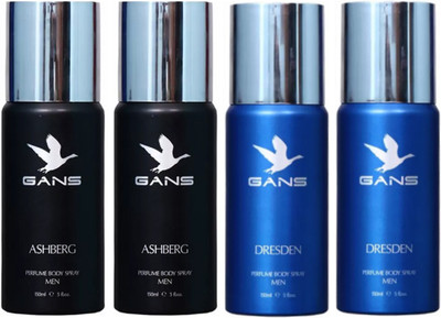 

GANS Two ASHBERG & Two DRESDEN Perfume Body Spray - For Men(600 ml, Pack of 4)