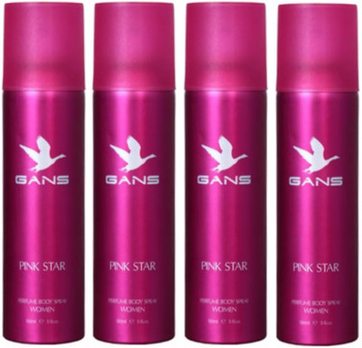 

GANS Four PINK STAR Perfume Body Spray for Women (Pack of 4) Perfume Body Spray - For Women(600 ml, Pack of 4)