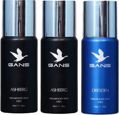 

GANS Two ASHBERG & One DRESDEN Perfume Body Spray - For Men(450 ml, Pack of 3)