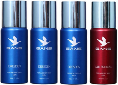 

GANS Three DRESDEN & One MILLENNIUM Perfume Body Spray - For Men(600 ml, Pack of 4)