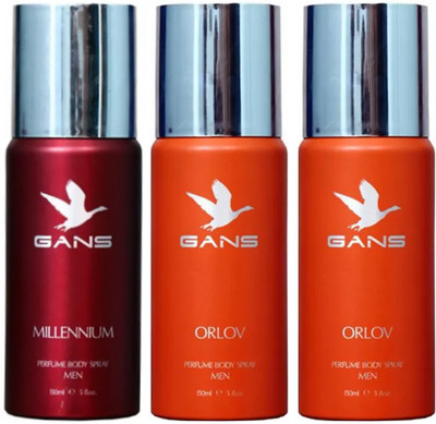 

GANS One MILLENNIUM & Two ORLOV Perfume Body Spray - For Men(450 ml, Pack of 3)