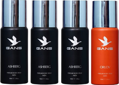 

GANS Three ASHBERG & One ORLOV Perfume Body Spray - For Men(600 ml, Pack of 4)