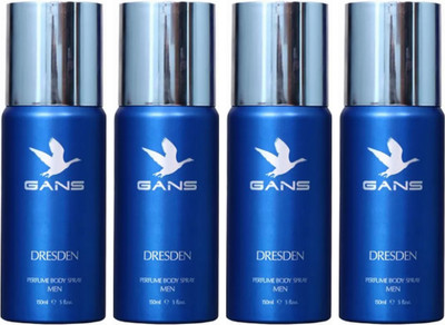

GANS Four DRESDEN Perfume Body Spray - For Men(600 ml, Pack of 4)