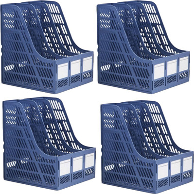 CPEX 3 Compartments PLASTIC File Paper Magazine Rack Holder(Blue)