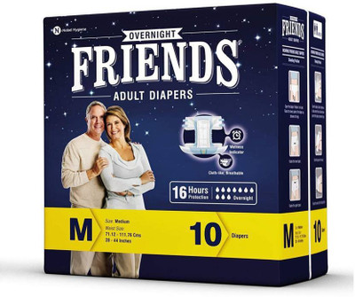 

Friends Adult Diaper 10 Pcs/Pack (Medium), Size- 28-44 inches - Pack of 4 Adult Diapers - M(40 Pieces)