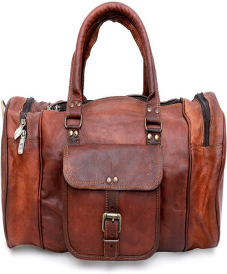 

dzcollections 16" Genuine Leather Gym Duffel Bag Travel Bag Weekend Bag Gym Bag(Brown)