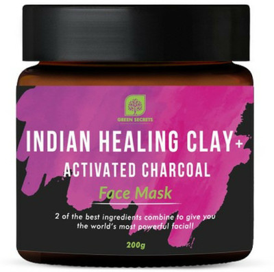 

GREEN SECRETS Indian Healing Clay + Activated Charcoal Face Mask With Dead Sea Mud & Neem Extract | Exfoliates & Cleanses | 200g(200 g)