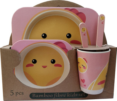 

Geniebox Kids Crockery Set having 5 Pieces Dining Set - Eco Friendly Bamboo(Pink)