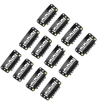 

KYT 12 pcs U Shape Snap Clip For Hair Extension Weft Wigs 32mm- Black Tic Tac Clips for Hair Extensions Hair Clip(Black)