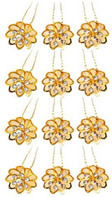 

PELO Hair Accessories, Flower Hair Pin For Bun Decoration For Women And Girl Hair Pin (Multicolor) Hair Pin(Gold)