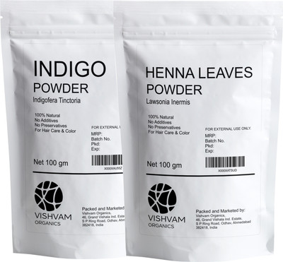 

vishvam organics Henna Leaves (Lawsonia Inermis) & Indigo Leaves (Indigofera Tinctoria) Powder(100 g)