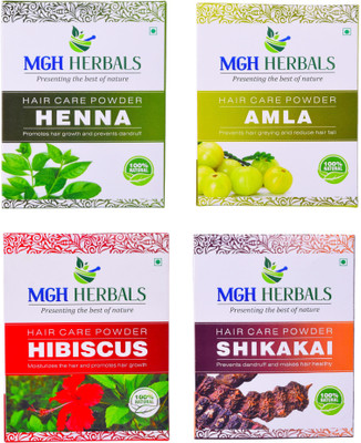 

MGH Herbals Organic Henna, Amla, Hibiscus and Shikakai Powder (pack of 4) Each 100Gms(400 g)