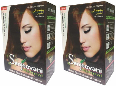 

SANJEEVANI NATURAL Herbal Based Ammonia Free Chestnut Henna for Men & Women Pack of 2(120 g)