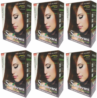 

SANJEEVANI NATURAL Herbal Based Ammonia Free Chestnut Henna for Men & Women Pack of 6(360 g)