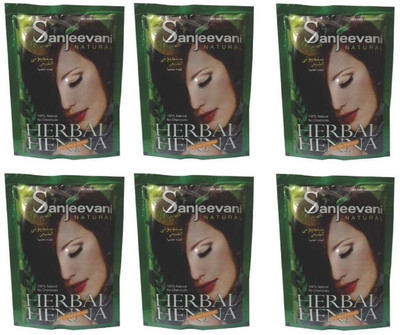 

SANJEEVANI NATURAL 100% Herbal Henna Mehndi Pack of 6(300 g)