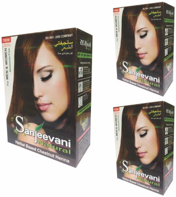 

SANJEEVANI NATURAL Herbal Based Ammonia Free Chestnut Henna for Men & Women Pack of 3(180 g)