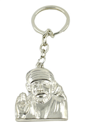 faynci Antique Silver double sided Shiridiwale SaiBaba Key Chain for good luck/gifting family member, friends Key Chain