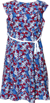 

Bella Moda Girls Midi/Knee Length Casual Dress(Multicolor, Cap Sleeve, Multi