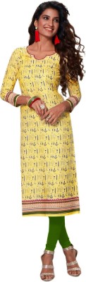 Jevi Prints Women Printed Straight Kurta(Yellow)