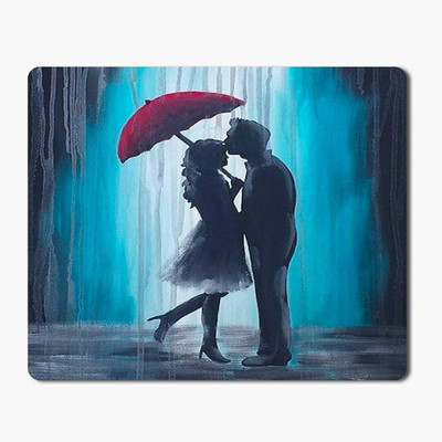 

iKraft Couple in The Rain Painting Printed Mouse Pad- 180x220x3mm-Multi Rectangle Non-Slip Rubber Mousepad Mousepad(Multicolor)