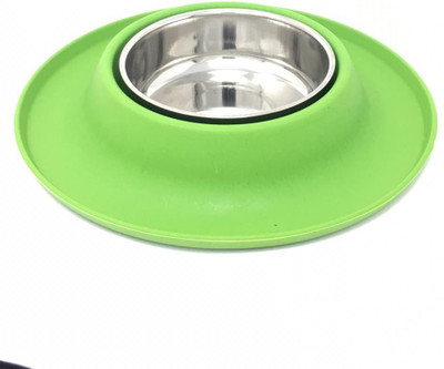 

GLOBAL BAZARRO Round Stainless Steel Pet Bowl(250 ml Green, Steel)