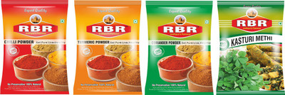 

RBR Premium Mix Spices-Chilli(Mirchi),Turmeric(Haldi),Coriander(Dhaniya),Dried Fenugreek Leaves(Kasturi Methi) 100g Each(4 x 100 g)