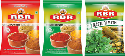 

RBR Premium Mix Spices-Chilli Powder(Mirchi),Coriander Powder(Dhaniya),Dried Fenugreek Leaves(Kasturi Methi), 100g Each(3 x 100 g)