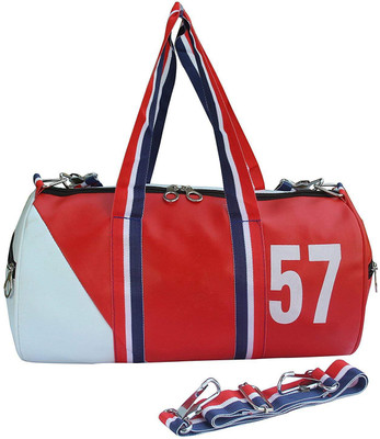 

Vellora 57 Leatherite Sports gym bag(Red, Kit Bag, Red;white