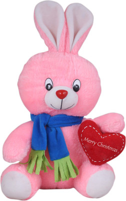 

Tickles Pink Handsome Muffler Rabbit with Merry Christmas Wishes Christmas New Year Gift - 25 cm(Pink)