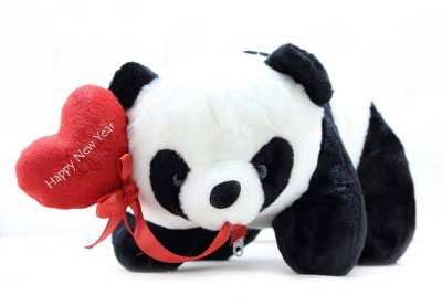 Tickles Black Soft Cuddly Panda With Happy New Year Wishes Christmas New Year Gift  - 26 cm(Black)