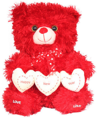 

Tickles Red Teddy With Happy New Year Meesage Christmas New Year Gift - 30 cm(Red)