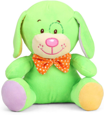 

My Baby Excels Dog Plush Green Colour With Orange Bow 20 cm - 20 cm(Multicolor)