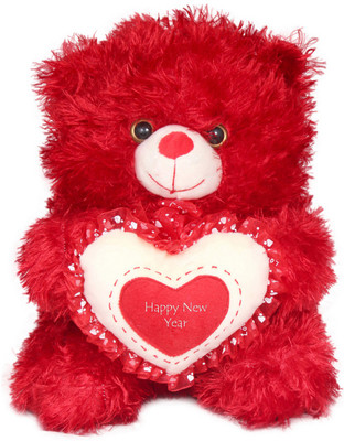 

Tickles Red Teddy With Lovely Heart Wishing Happy New Year Christmas New Year Gift - 30 cm(Red)