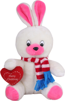 

Tickles White White Muffler Rabbit With Merry Christmas Wishes Christmas New Year Gift - 25 cm(White)