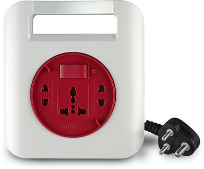 

Milltec 3 Pin Genius Extension Box (4 Mtr Wire) 3 Socket Surge Protector(White)