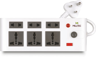 

Milltec Curvey Power Strip (2 Mtr Wire) 6 Socket Surge Protector(White)
