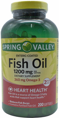 

Spring Valley Enteric-Coated Fish Oil 1200mg Dietary Supplement - 200 Softgels(200 No)